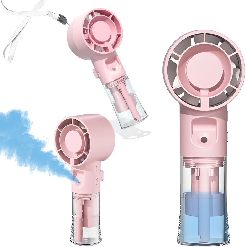 Tragbarer Sprühventilator – 4-stufiger Turboventilator Mit Sprühfunktion – Für Reisen Und Den Außenbereich (pink)