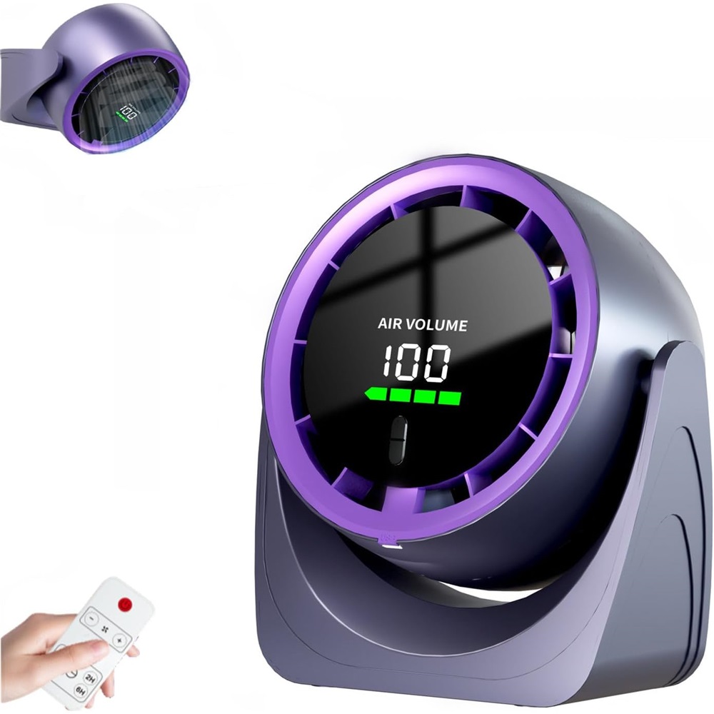 Tischventilator Mit Fernbedienung, Leiser Betrieb, Digitalanzeige, Kabellos, Usb-aufladbar, 105° Neigung