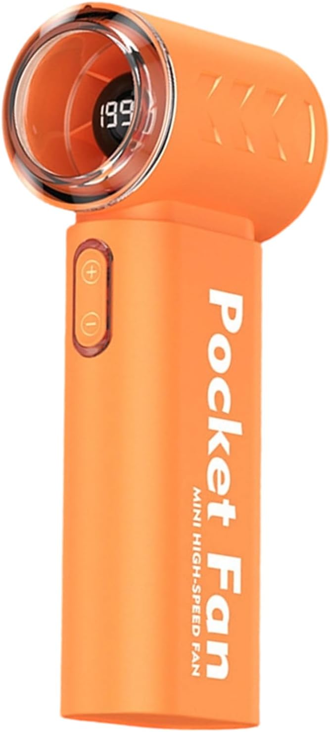 Mini-tragventilator, Geräuschlos, Led-anzeige, 5-blatt-turbine, Starker Luftstrom, Usb-c-anschluss, Für Zuhause Und Unterwegs, Orange