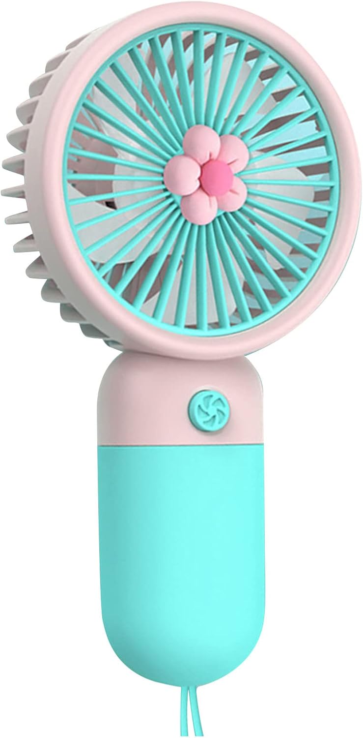 Mini-ventilator Mit Akku – Cartoon-design, Geschenkidee Für Kinder – Für Zuhause, Schüler Und Outdoor-aktivitäten – Rosa Blume