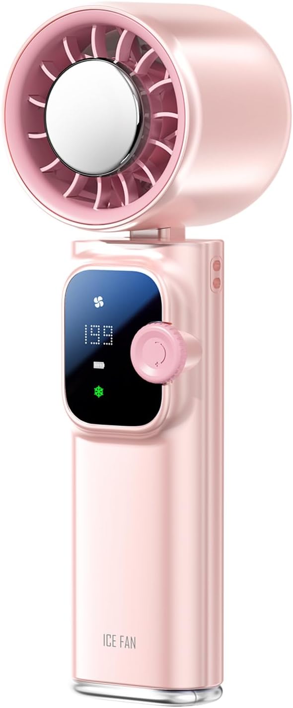 Tragbarer Ventilator – 199 Geschwindigkeitsstufen & Kristalleis – Mini, Wiederaufladbar, Leise – Ideal Für Reisen/büro – Pink