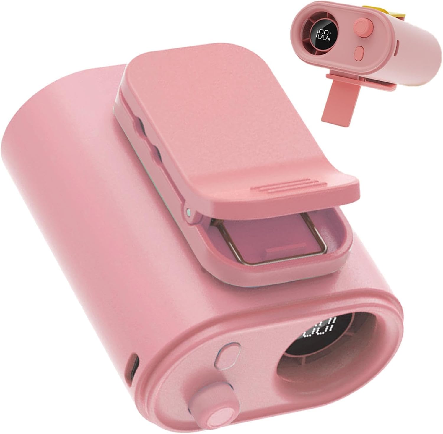 Tragbarer Clip-ventilator – 1800-mah-akku Und Digitalanzeige – Usb-c-schnellladefunktion – Ideal Für Reisen, Büro Und Outdoor-aktivitäten – Pink