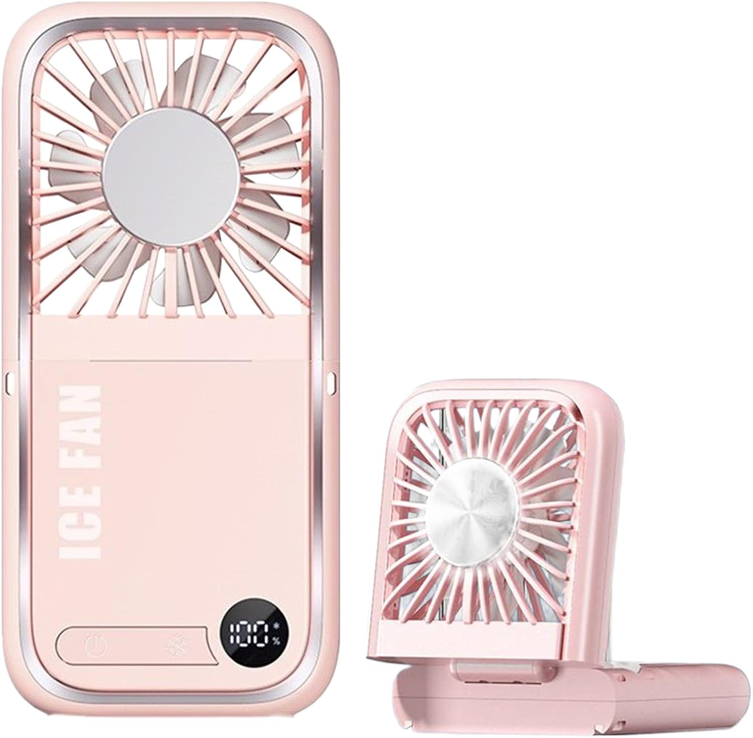 Mini-reiseventilator, 5 Geschwindigkeitsstufen, Faltbar, Kühlend, Mit Usb-powerbank Und Kabel, Pink