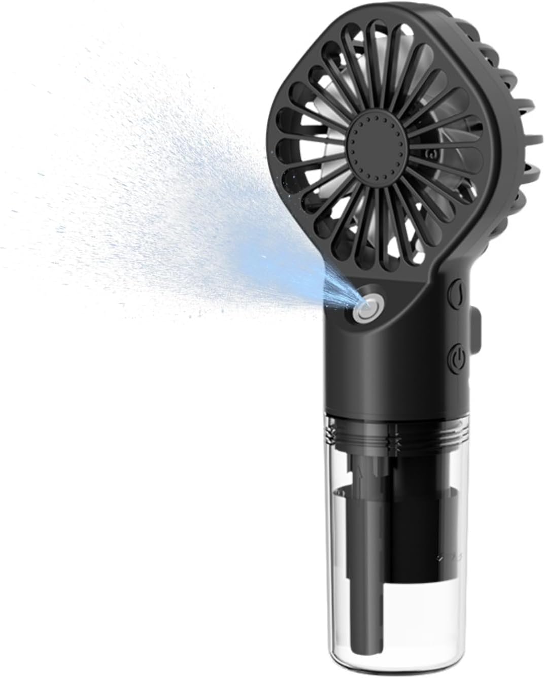 Tragbarer Sprühventilator – Handventilator Mit Sprühfunktion – Usb-c-aufladbar – 4 Geschwindigkeitsstufen – Schwarz