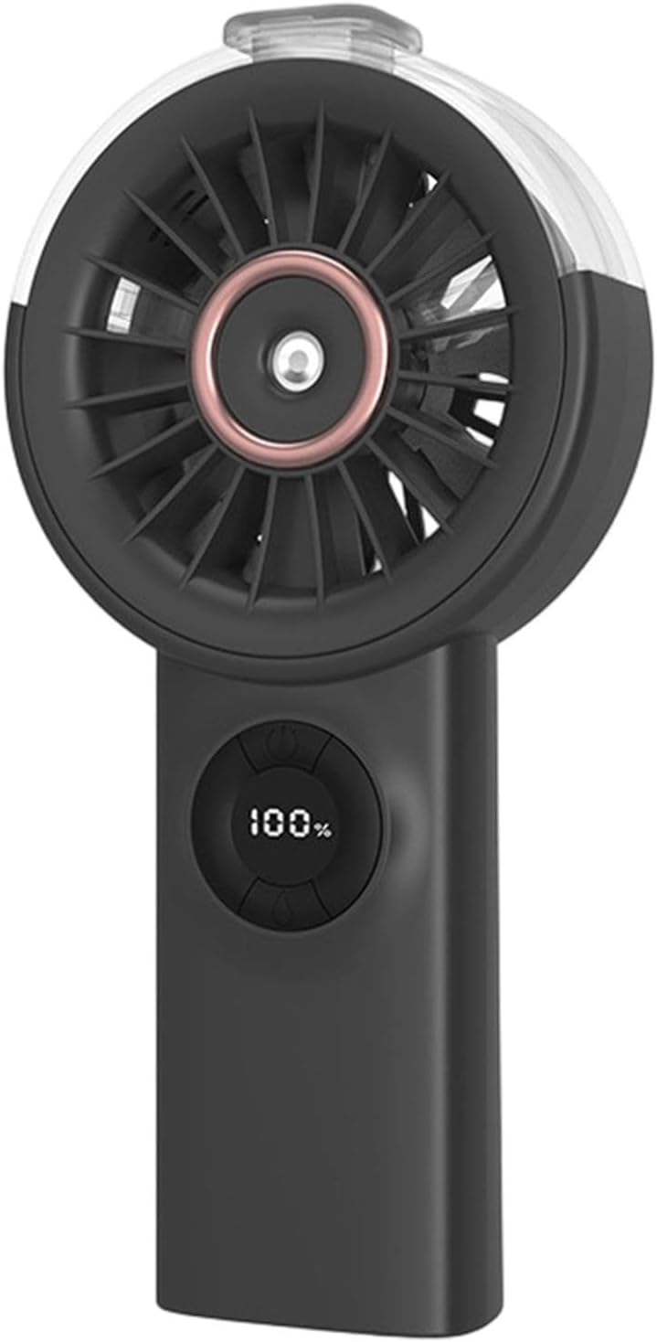 Tragbarer Nebelventilator – Wiederaufladbar, 100 Geschwindigkeitsstufen, Digitales Abs-display – Persönliches Kühlgerät Fürs Büro – 17,8 Cm (7,01 Zoll), Schwarz