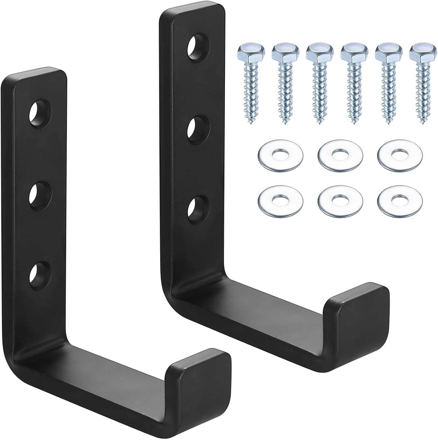 2 Stück Robuste Wandhaken, J-haken Für Die Garage, Schwarze Universal-schraubhaken, Garderobenhaken, Stabile Haken Zum Aufhängen, Wandhalterung Für Sperrige Gegenstände (2 Stück Ausziehbar)