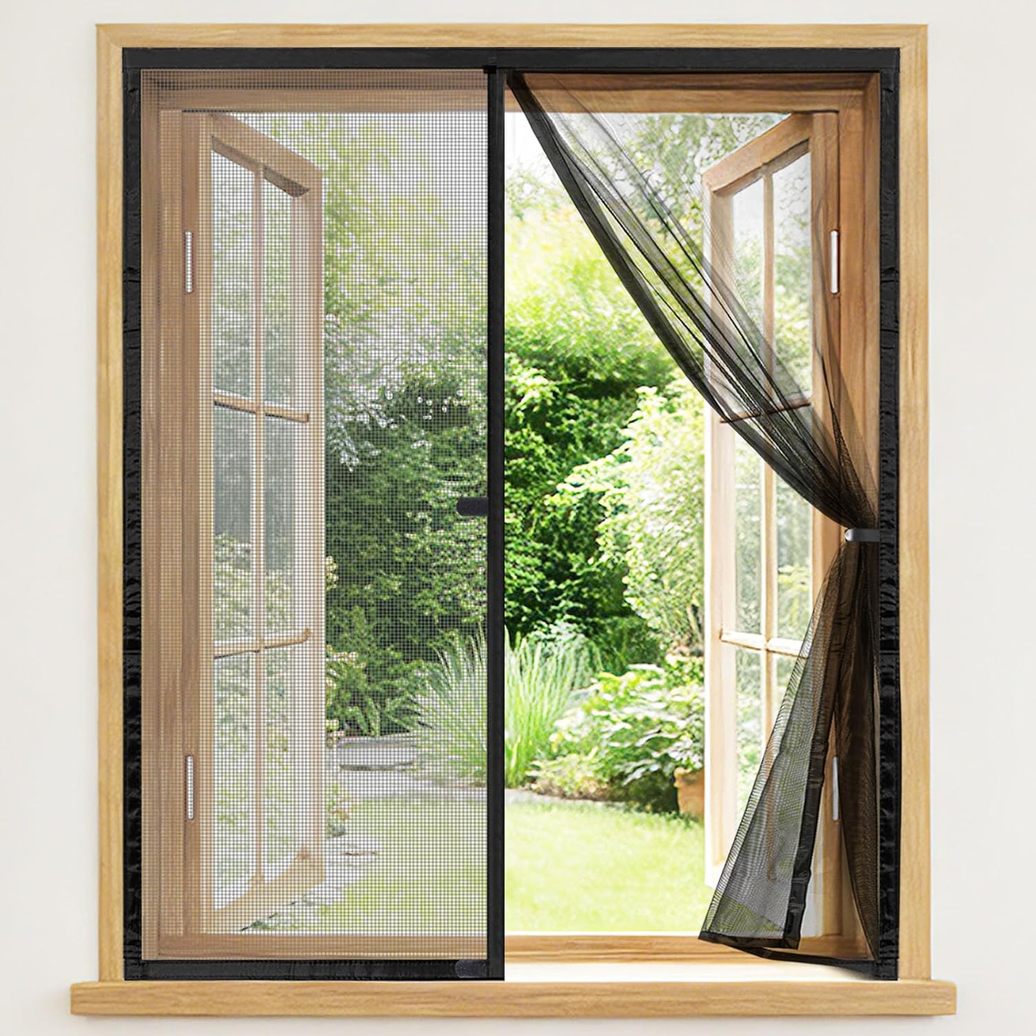 Magnetisches Fenster-moskitonetz 120 X 130 Cm, Hochdichtes Fiberglasgewebe, Klebemontage Ohne Bohren, Transparent Und Insektenabweisend, Kratz- Und Uv-beständig – Schwarz