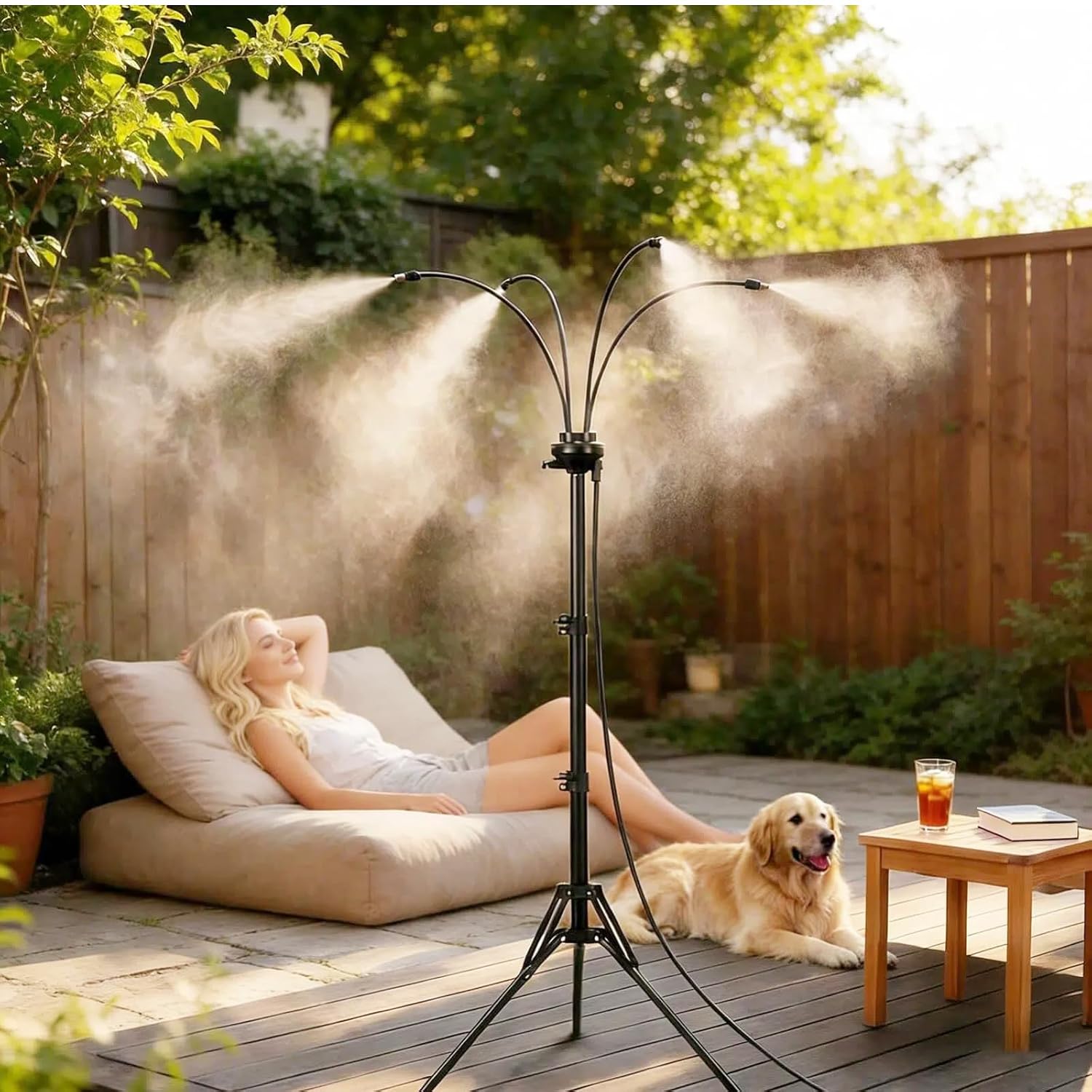 Verstellbarer, Tragbarer Nebelgenerator Für Terrasse Und Garten Mit 4 Düsen (schwarz)