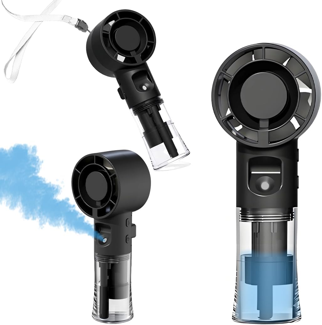 Tragbarer Sprühventilator – 4-stufiger Turboventilator Mit Sprühfunktion – Für Reisen Und Den Einsatz Im Freien (schwarz)