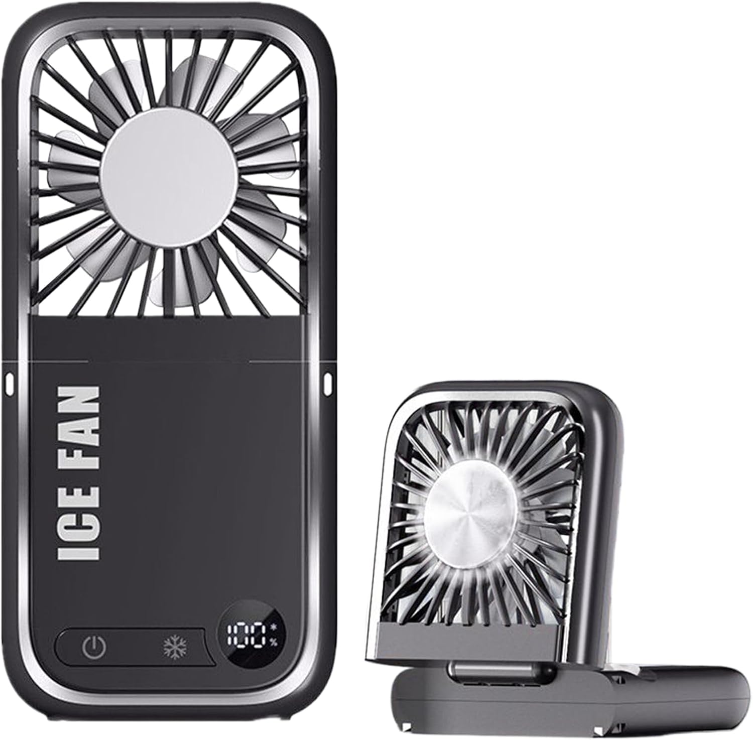 Mini-reiseventilator, 5 Geschwindigkeitsstufen, Faltbar, Kühlend, Mit Usb-powerbank Und Kabel, Schwarz
