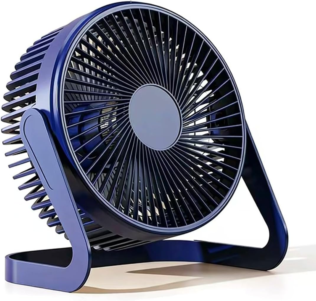 Mini-usb-tischventilator, 360°-drehung, Batterielos, 90° Neigbarer Kopf, Für Büro, Zuhause Und Reisen, Dunkelblau