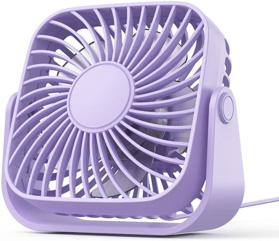 Mini-usb-tischventilator, 3 Geschwindigkeitsstufen, Leise, Tragbar, 360° Verstellbar Für Schlafzimmer Und Büro – Lila