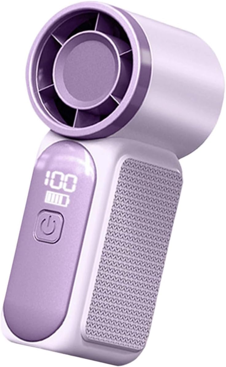 Mini-ventilator, Tragbar, Led-anzeige, Ohne Hintergrundbeleuchtung, Usb-anschluss, Langlebiger 3000-mah-akku, Geeignet Für Zuhause Und Unterwegs, Lila