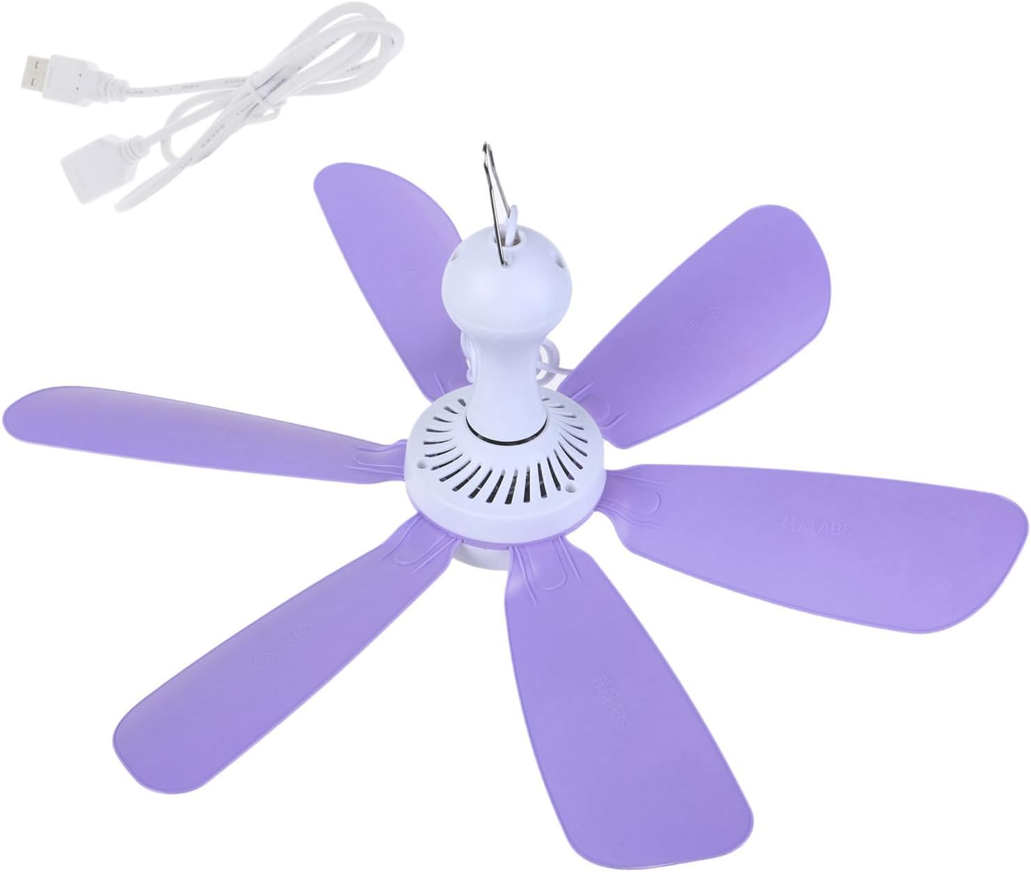Deckenventilator, Usb-betrieben, Flexibles 6-blatt-design, Schlicht Und Praktisch, Aus Abs-material, Mit Timer, Für Schlafzimmer Und Büro, Lila
