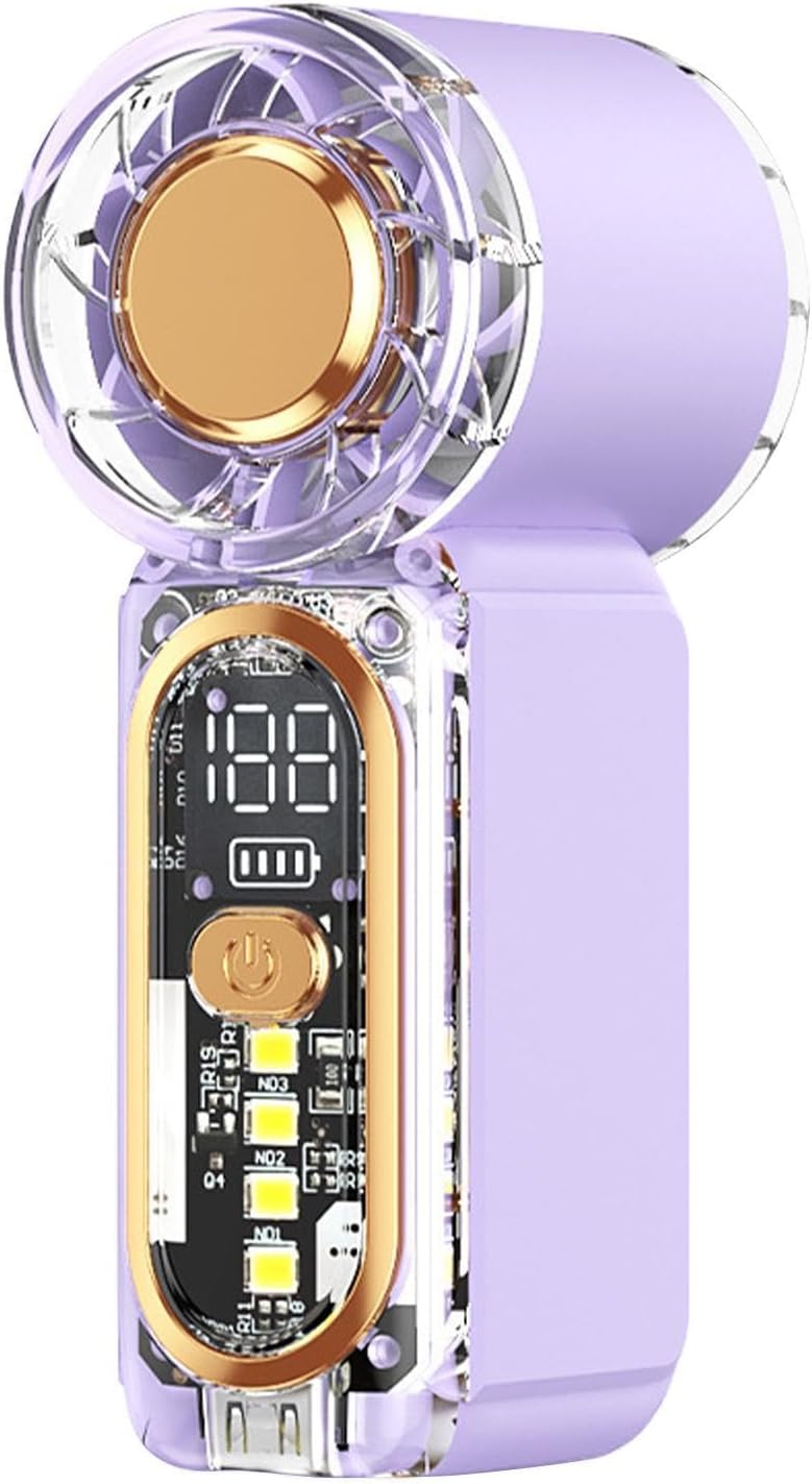 Mini-ventilator, 3 Geschwindigkeitsstufen, Leise, Usb-aufladbar, Geräuschlos, Led-anzeige, Für Drinnen Und Draußen Geeignet, Lila