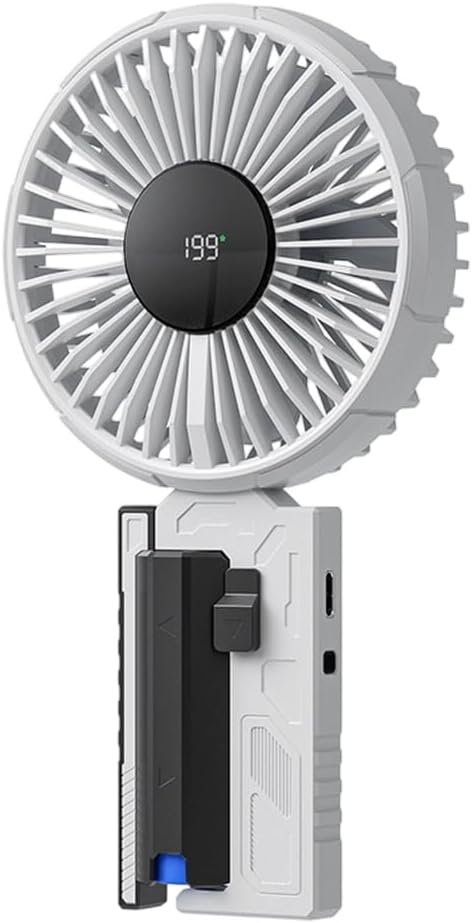 Tragbarer Ventilator – Mechanisches Design Mit Leisem 10-gang-motor – Usb-aufladbar – Für Büro, Strand Und Wandern – Weiß