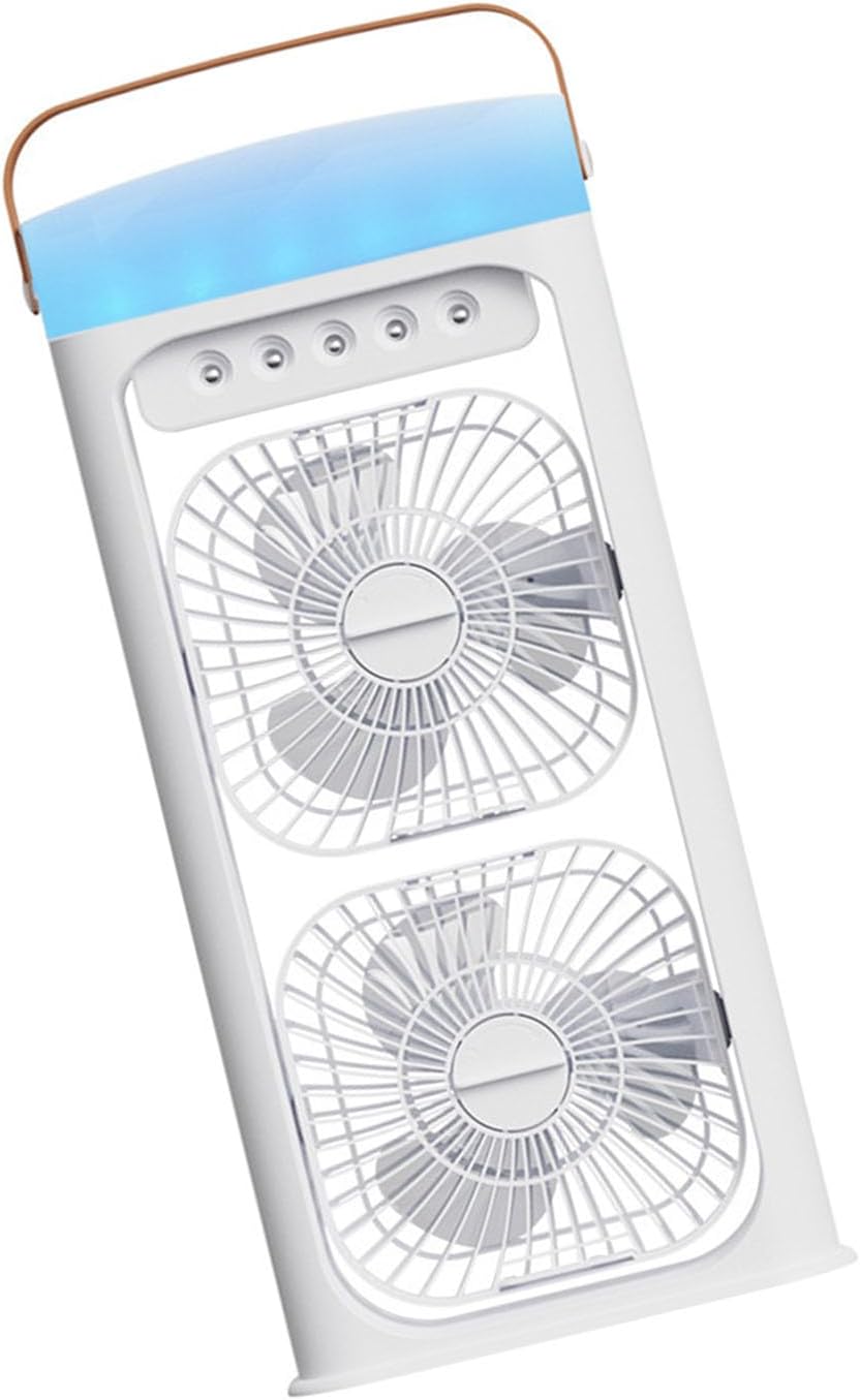Tragbare Klimaanlage Ohne Abluft, 2 Leistungsstarke Ventilatoren, 3 Geschwindigkeitsstufen, 5 Sprühdüsen, Usb-c-ladeanschluss, Geeignet Für Schlafzimmer/arbeitszimmer, Weiß