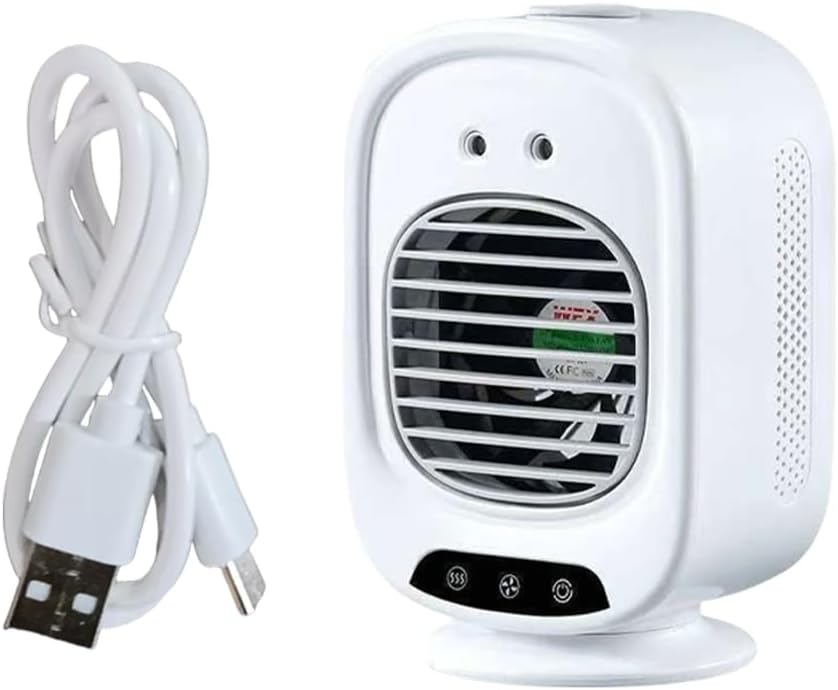Tragbare Klimaanlage Ohne Abluft, 280 Ml Wassertank, Sprühdüse Mit Zwei Öffnungen, Typ-c-anschluss, Weiß