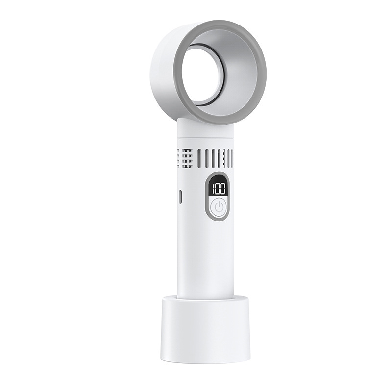 Mini-ventilator Ohne Rotorblätter – Usb-c – Digitalanzeige – Akzentbeleuchtung – Geeignet Für Büro, Schlafzimmer Und Außenbereich – Weiß