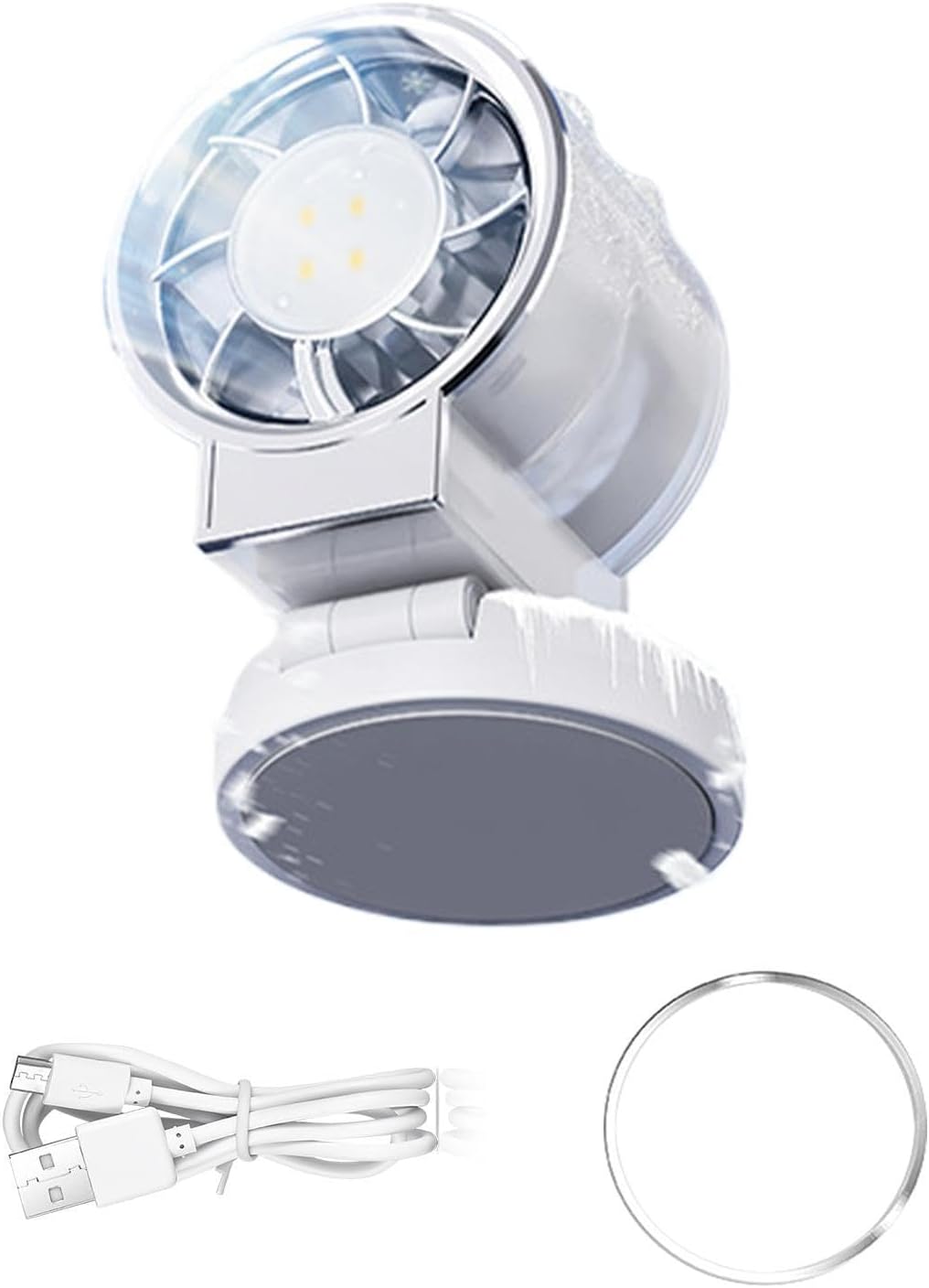 Tragbarer 2-in-1-ventilator Mit Touch-led-licht Und Magnet – 1200-mah-akku – Usb-c-aufladbar – Ideal Für Camping, Büro Und Reisen – Weiß