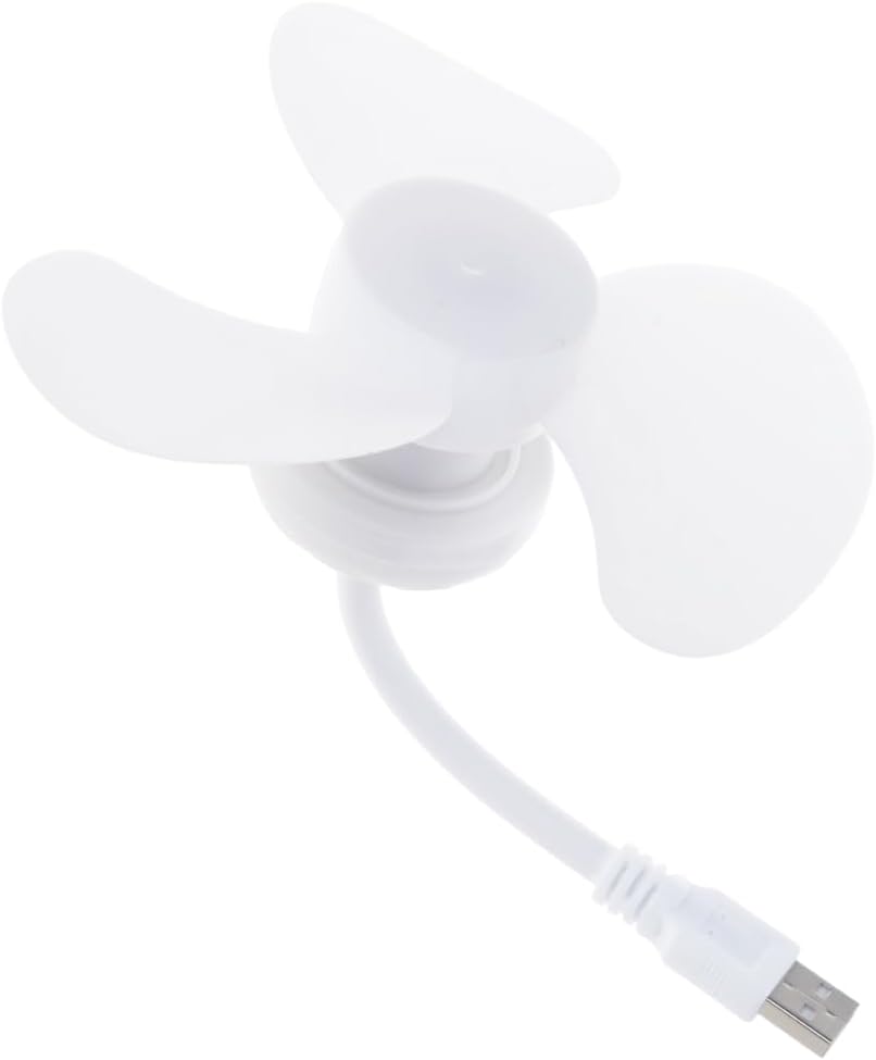 Mini-ventilator, Usb-betrieben, 3-blatt-gummiflügel, 360° Flexibles Schwanenhalsdesign, Abs-material, Für Schlafzimmer Oder Garten, Weiß