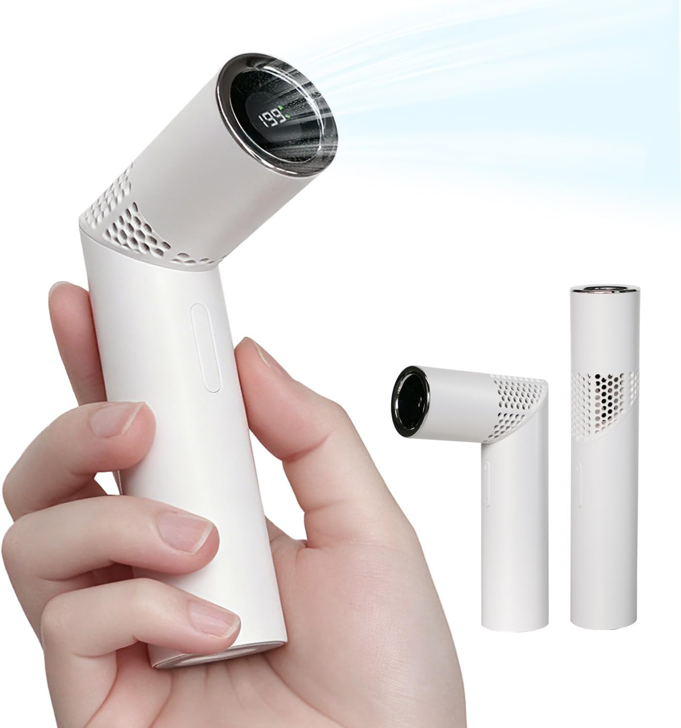 90° Drehbarer Handventilator – 199 Geschwindigkeitsstufen, Bürstenloser Motor, 3000 Mah – Für Büro Und Outdoor-aktivitäten – Weiß