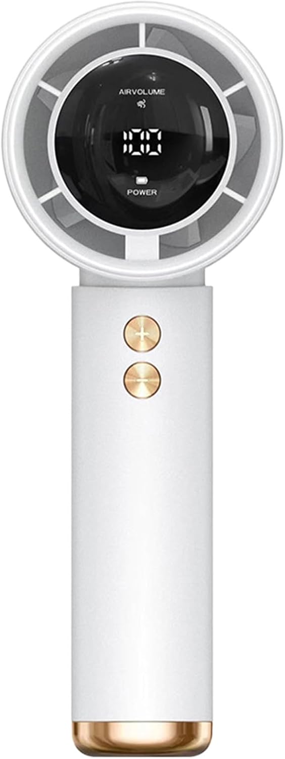 Tragbarer Ventilator, Hochgeschwindigkeitsturbine, Led-anzeige, Drehstrommotor, Leiser Betrieb (36 Db), Material Ab, Für Zuhause Und Reisen, Weiß