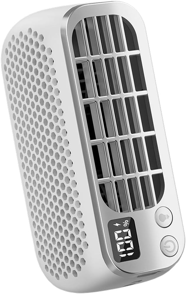 Tragbarer Usb-ventilator Mit Zwei Motoren – 5 Geschwindigkeitsstufen, Led-nachtlicht – Ideal Für Reisen Und Outdoor-aktivitäten – Weiß