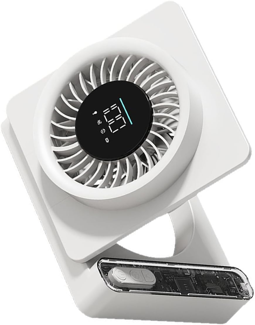 Mini-ventilator – Leise – 2000-mah-akku – 5 Geschwindigkeitsstufen – Timer (1–6 Stunden) – Led-anzeige – Für Büro, Arbeitszimmer Und Schlafzimmer – Weiß