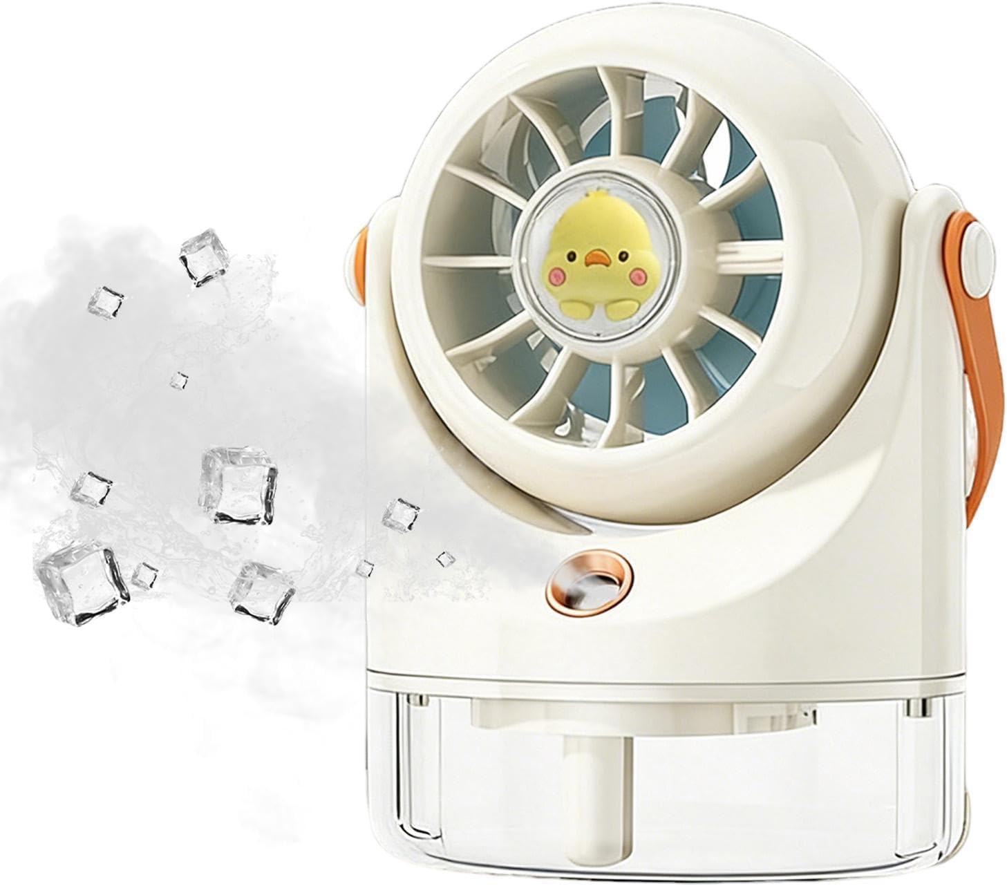 Tragbarer Ventilator Mit Sprühfunktion – Mini-ventilator Mit Akku Und Geräuschlosigkeit – Für Büro Und Reisen – Weiß