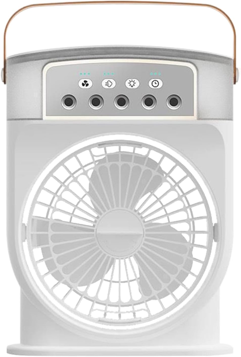 Tischventilator Mit Nebelgenerator, 3 Geschwindigkeitsstufen, 5 Düsen Und 600-ml-wassertank Für Den Einsatz Im Freien Und Am Strand, Wiederaufladbar, 2000-mah-akku, Weiß