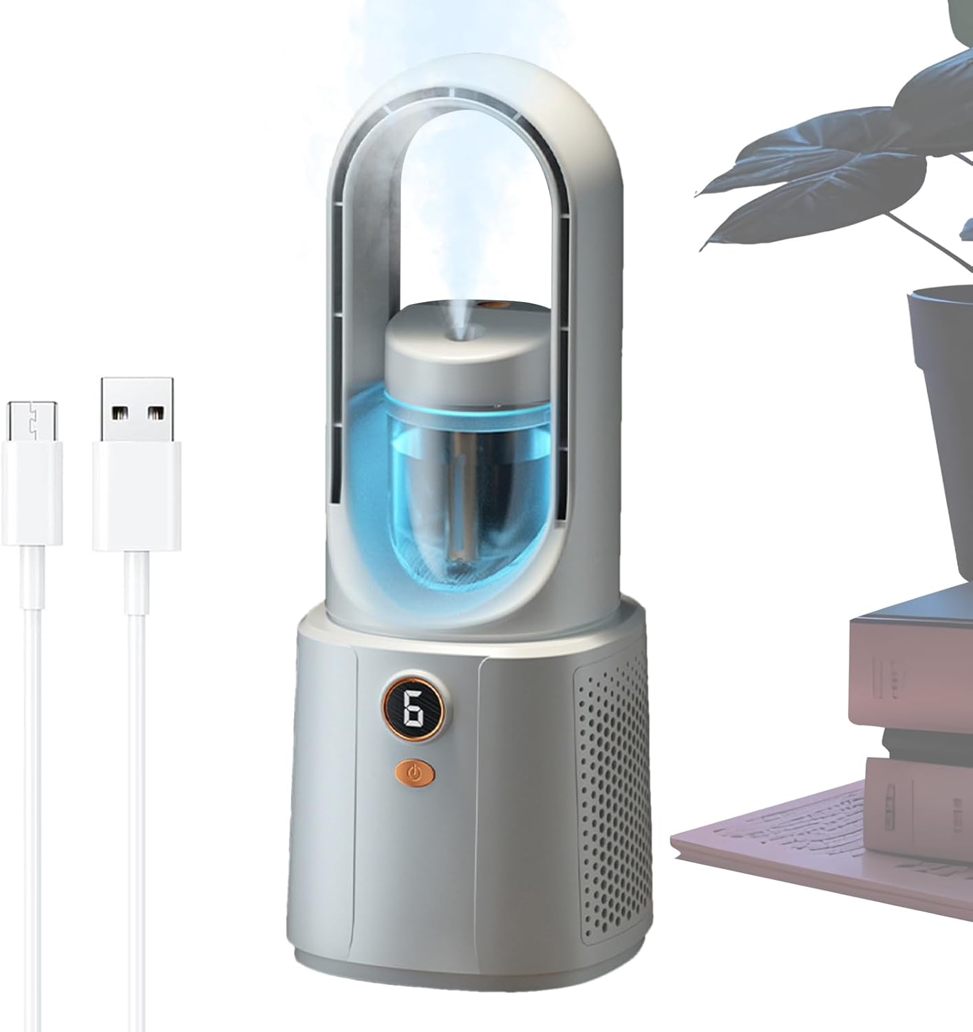 Tragbare Klimaanlage – Ventilator, Turbinenförmig Ohne Rotorblätter, Gibt Keine Warme Luft Ab, Geräuscharm, Mini-klimaanlage (weiß)