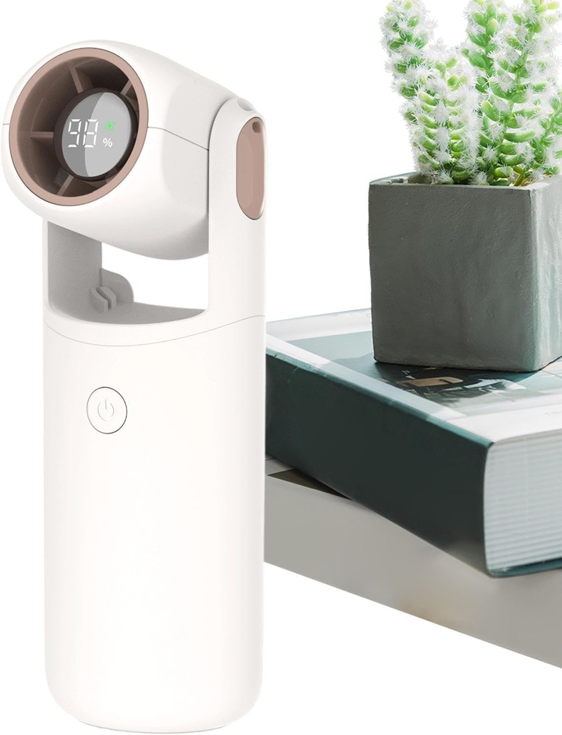 Tragbarer Ventilator – 5 Geschwindigkeitsstufen, Digitalanzeige, 3000-mah-akku – Für Büro, Zuhause, Reisen Und Outdoor-aktivitäten – Weiß
