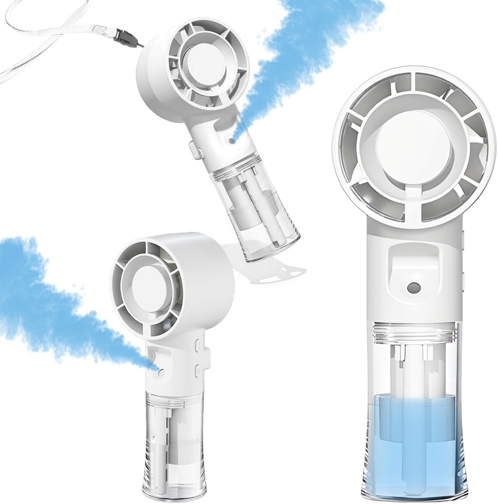 Tragbarer Sprühventilator – 4-stufiger Turboventilator Mit Sprühfunktion – Für Reisen Und Den Außenbereich (weiß)