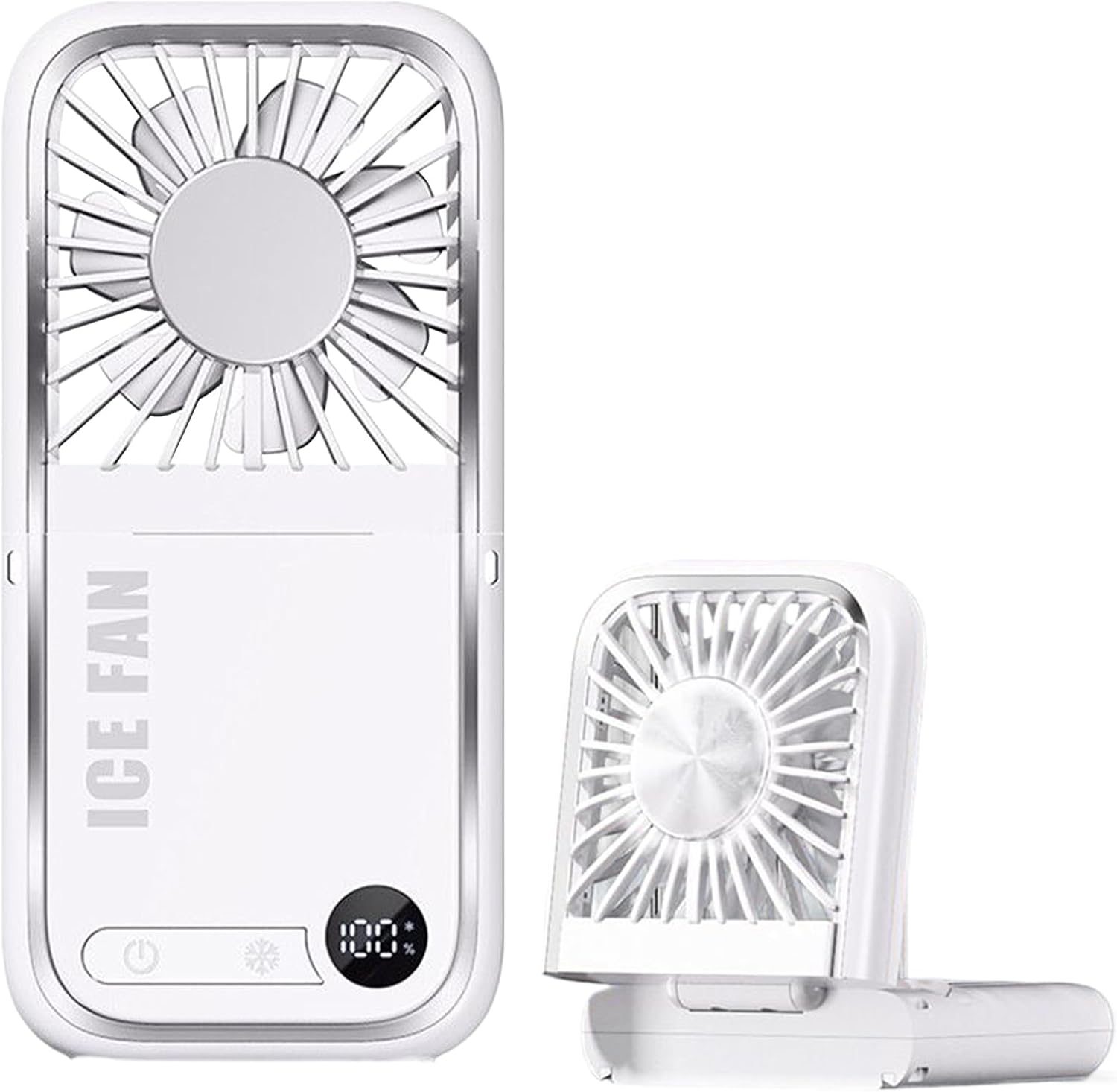Mini-reiseventilator, 5 Geschwindigkeitsstufen, Faltbar, Kühlend, Mit Usb-powerbank Und Kabel, Weiß