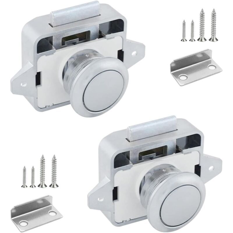 2 Stück Metall-druckknopf-türschloss Für Wohnmobile, 14–16 Mm, Schlüsselloses Druckknopf-türschloss, Möbeltürschloss Mit Schrauben Für Schränke, Wohnmobile, Yachten, Schubladen, Wohnwagen, Kleiderschr