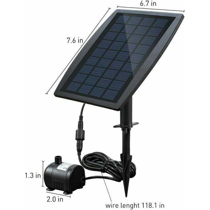 – Bürstenlose 9v 2,5w Solarpumpe – Fördermenge 200l/h – Maximale Förderhöhe 120 Cm – Monokristallines Panel Für Teiche