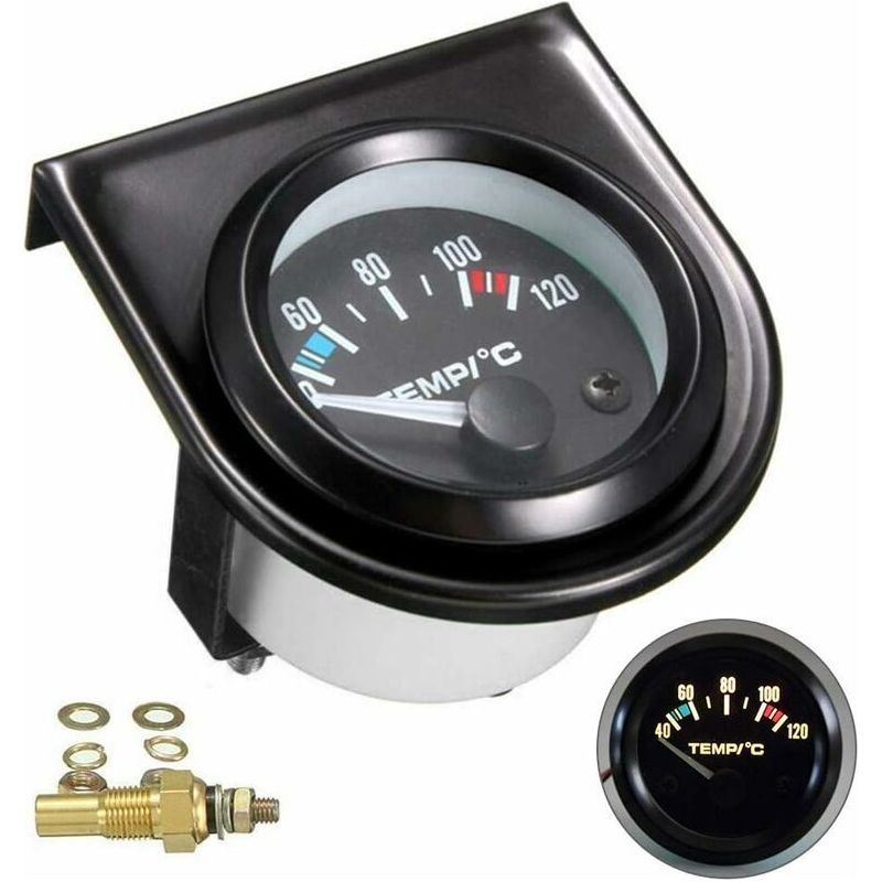 Kfz-wassertemperaturanzeige 40–120 °c Schwarzes Zifferblatt Led 52 Mm Einfache Installation Edelstahl