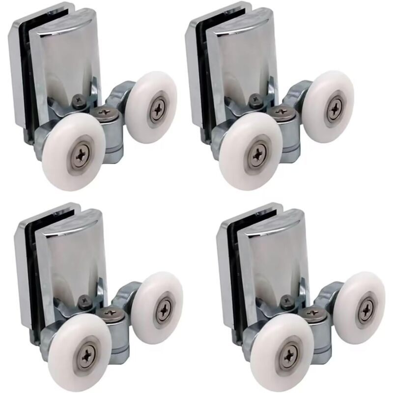 – Set Mit 4 Duschkabinenrollen, 23 Mm – Metall-zink-legierung – 8 Bis 10 Mm Glasbohrung – Für Schiebetüren
