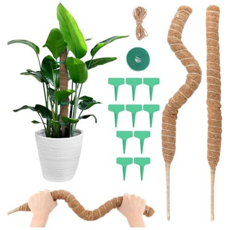 Monstera-pflanzenstützen, 2 Stück 70 Cm Kletterpflanzenstützen Mit Zubehör, Faltbare Monstera-pflanzenstützen, Kokosnusspflanzenstützen, Kletterpflanzenstützen Für Gartenpflanzen Und Töpfe