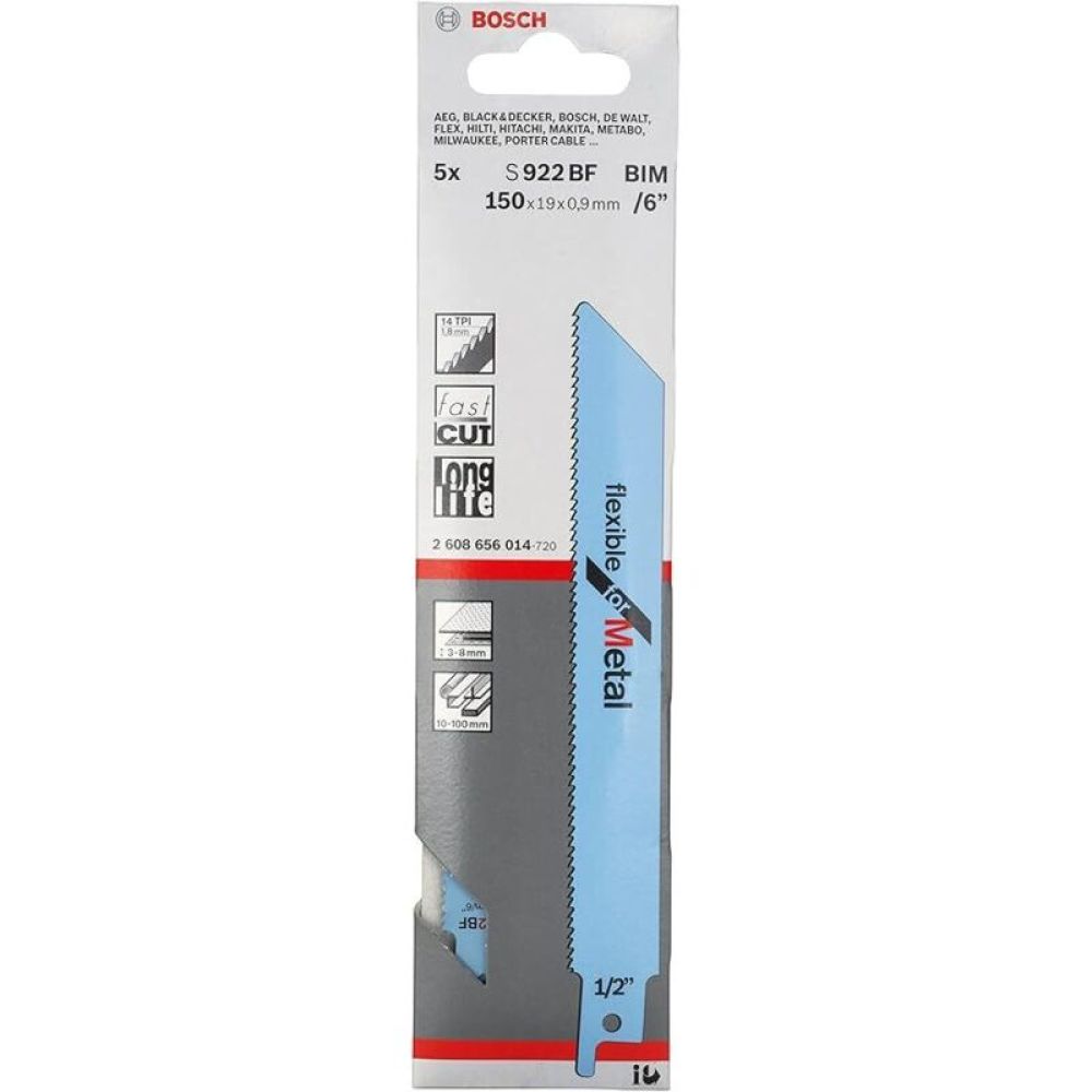 5-teiliges Bimetall-säbelsägeblatt-set Für Flexibles Metallschneiden. Abmessungen: 150 X 19 X 0,9 Mm. Hohe Schnittgeschwindigkeit.