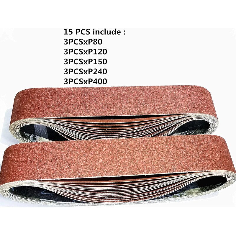 Schleifbänder Für Bandschleifer, 50 X 686 Mm, 15 Stück Pro Packung, Verschiedene Körnungen 80/120/150/240/400, Für Holz, Metall Und Glas