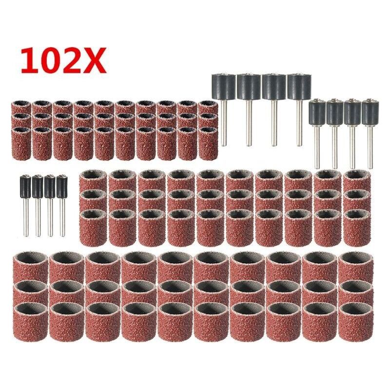 102-teiliges Gummischleiftrommel-set Mit Box, Inklusive 90 Schleifbändern Und 12 Trommeldornen Für Dremel-rotationswerkzeuge