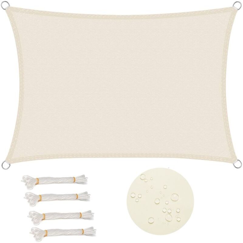 – Rechteckiges Sonnensegel 3 X 4 M – Wasserdicht – 93 % Uv-schutz – Verstärkte Ecken – Ringe Aus Edelstahl 304 – 2 M Langes Windfestes Seil