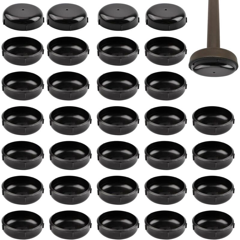 Set Mit 32 Runden Stuhlbeingleitern, 3,8 Cm, Aus Schmiedeeisen, Mit Kratzfestem Kunststoff Zum Schutz Des Bodens (schwarz)
