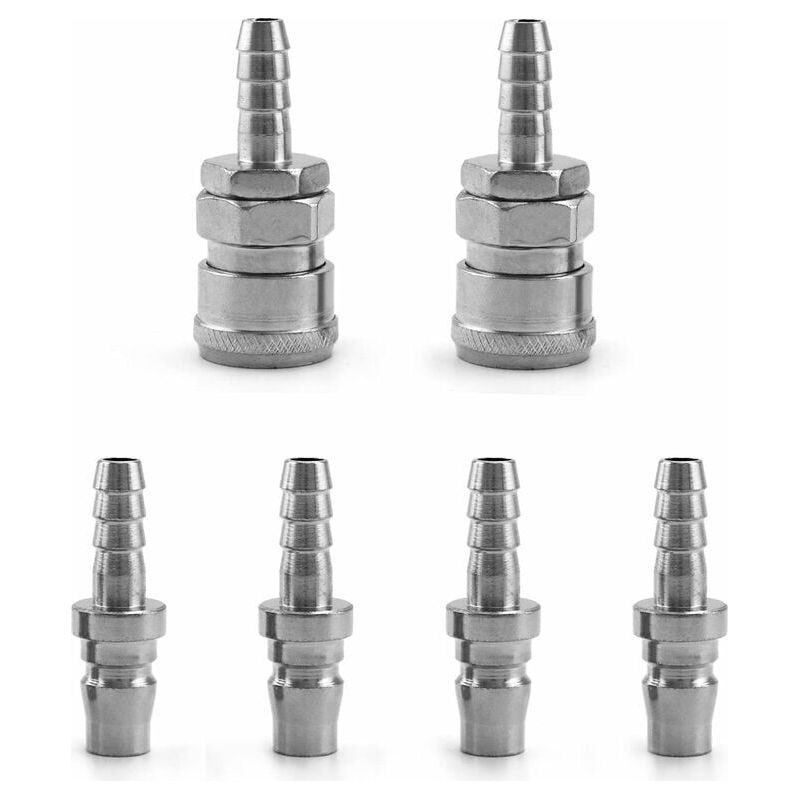 Packung Mit 6 8-mm-luftkompressoranschlüssen, Schnellkupplungs-pneumatikverschraubung (männlich/weiblich), Kompatibel Mit Lpg-schläuchen, Verhindert Luftlecks