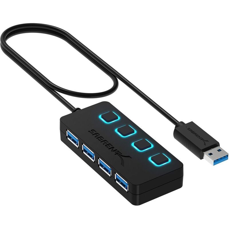 4-port Usb 3.2 Hub, High-speed-usb-adapter Mit Led-anzeigen, Übertragungsgeschwindigkeiten Bis Zu 5 Gbit/s, Kompatibel Mit Usb 2.0 Und 1.1 - Hb-um43