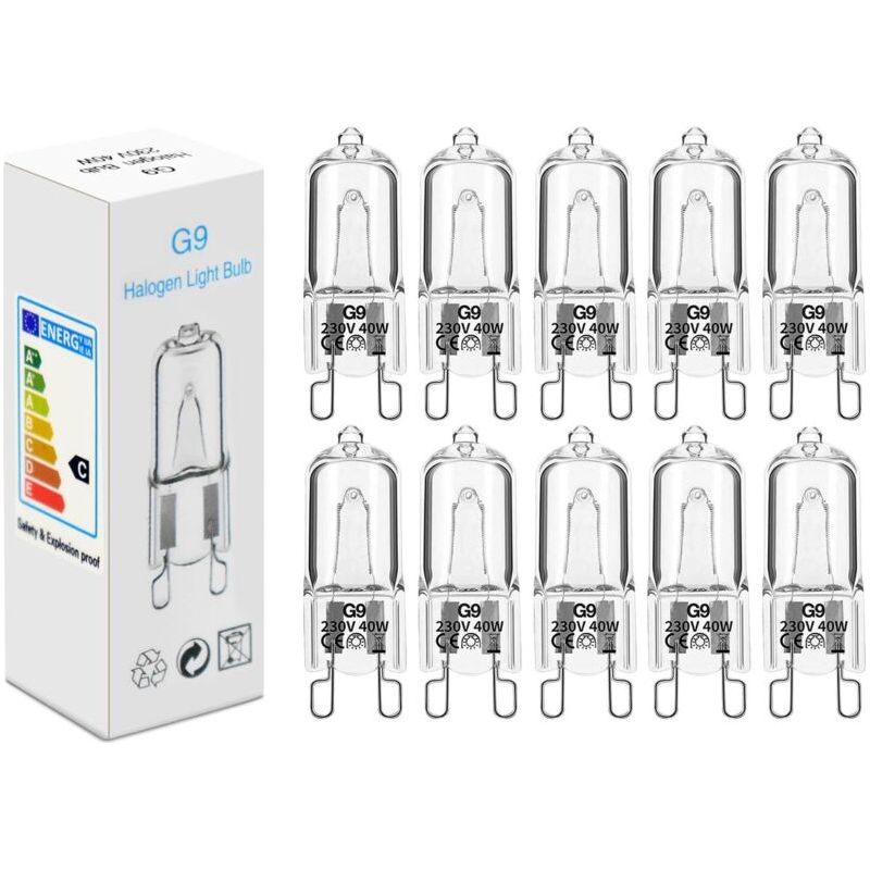 10er-packung Dimmbare, Warmweiße G9-halogenlampen (40 W, 230 V, 2900 K, 480 Lm). Geeignet Für Backofenbeleuchtung, Deckenleuchten, Wandleuchten, Schrankbeleuchtung Und Mehr. [klasse