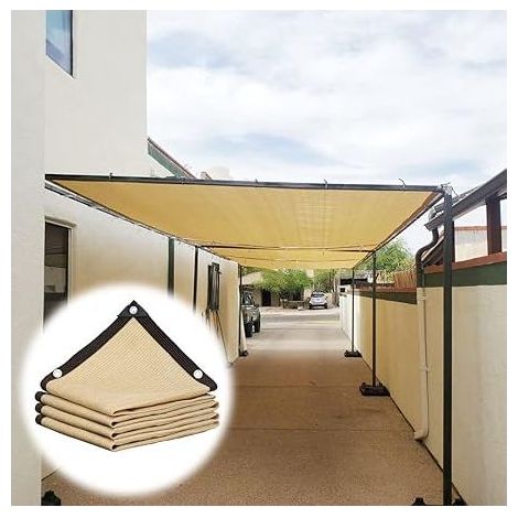 Qazqa Garten-schattierungsnetz Mit Ösen, Sonnenschutz Für Pergola, Terrasse, Pflanzen, Camping, Gewächshaus, Hühnerstall, Beige, 90 % Schattierungsgrad (3 X 5 M)