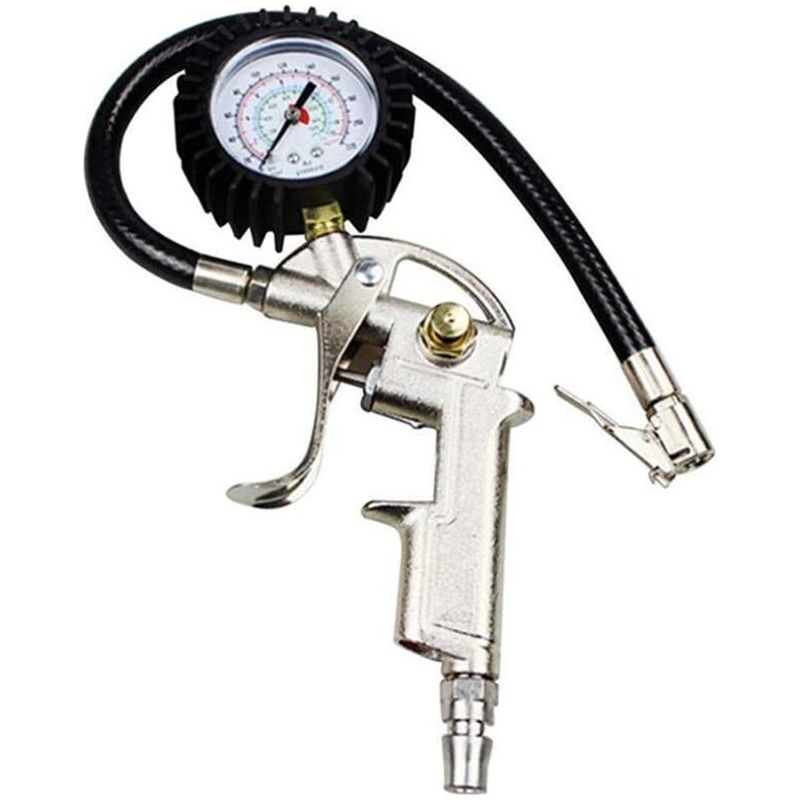 Reifenfüller Mit 220-psi-manometer Und Füllgerät Mit Schlauch, Luftanschluss, Pistolengriff, Reifendruckmesser, Kompressor Und Zubehör.